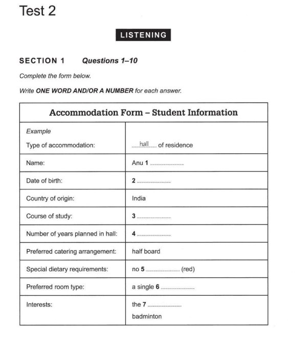 Mẫu bài test đầu vào IELTS mẫu kỹ năng Listening