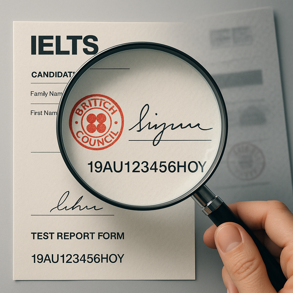 Cách kiểm tra bằng IELTS giả bằng các dấu hiệu trên phôi bằng